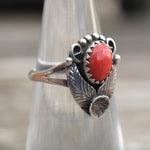 Vintage Sterling Coral Feather Ring 4