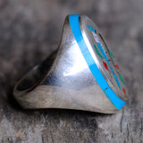Vintage Sterling Inlaid Blue Jay Ring 10