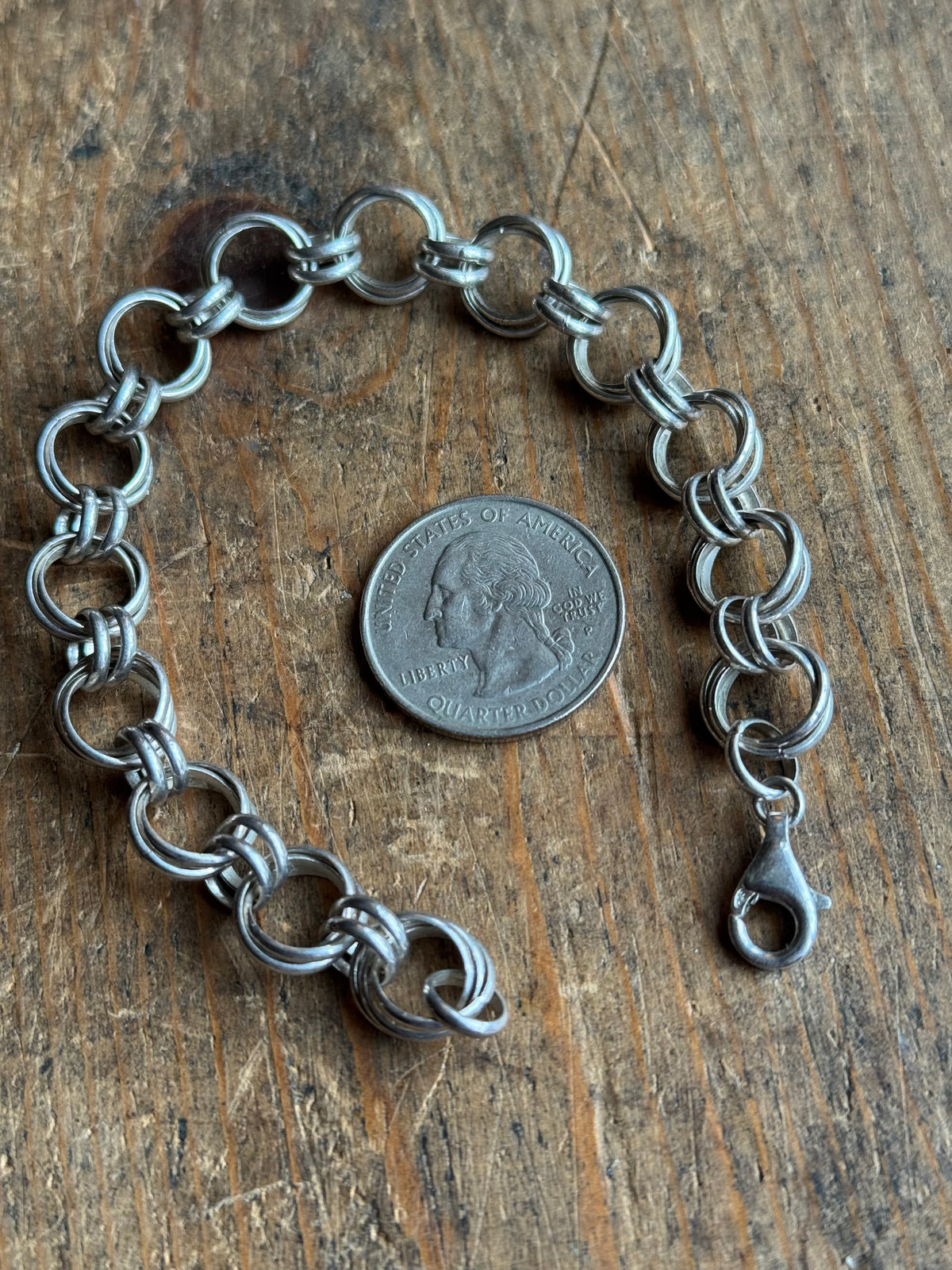 Vintage Sterling Silver Double Link Chain Bracelet