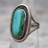 Vintage Sterling Turquoise Roper Ring 6