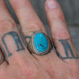 Vintage Sterling Turquoise Ring 9.5