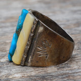 Vintage Sterling Turquoise and Mother Of Pearl Ring 12