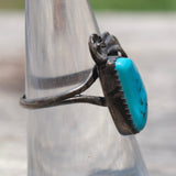 Vintage Sterling Turquoise Feather Ring 6
