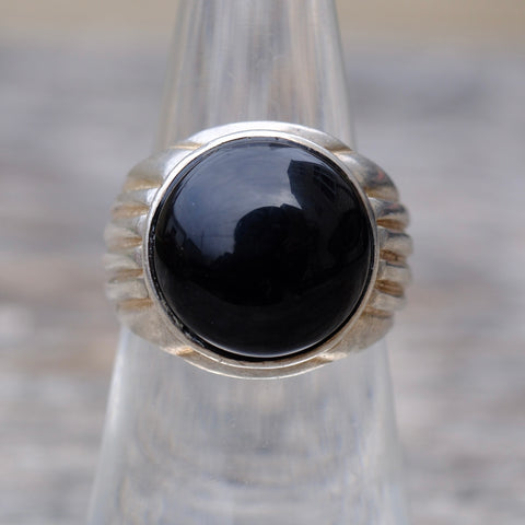 Vintage Sterling Onyx Ring 6.5