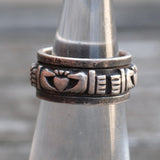 Vintage Sterling Claddagh Spinner Ring 4.25