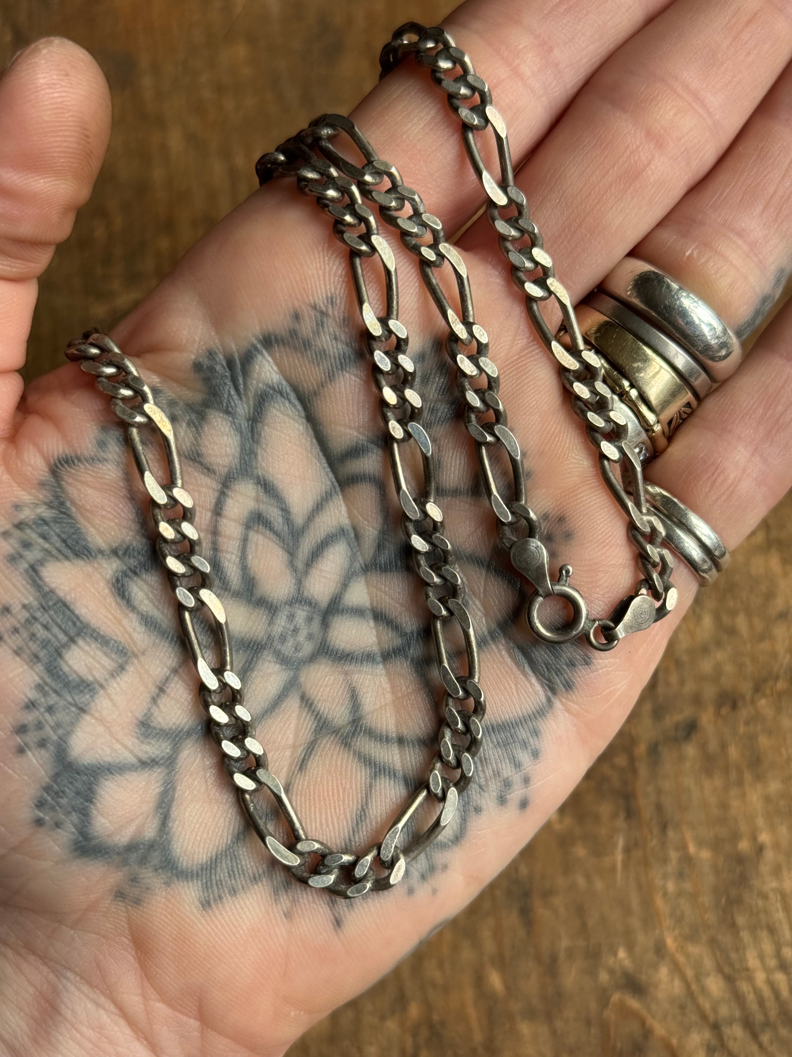 Vintage Sterling Silver 20” Figaro Chain