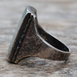 Vintage Sterling Crushed Turquoise Inlay Ring 7.75