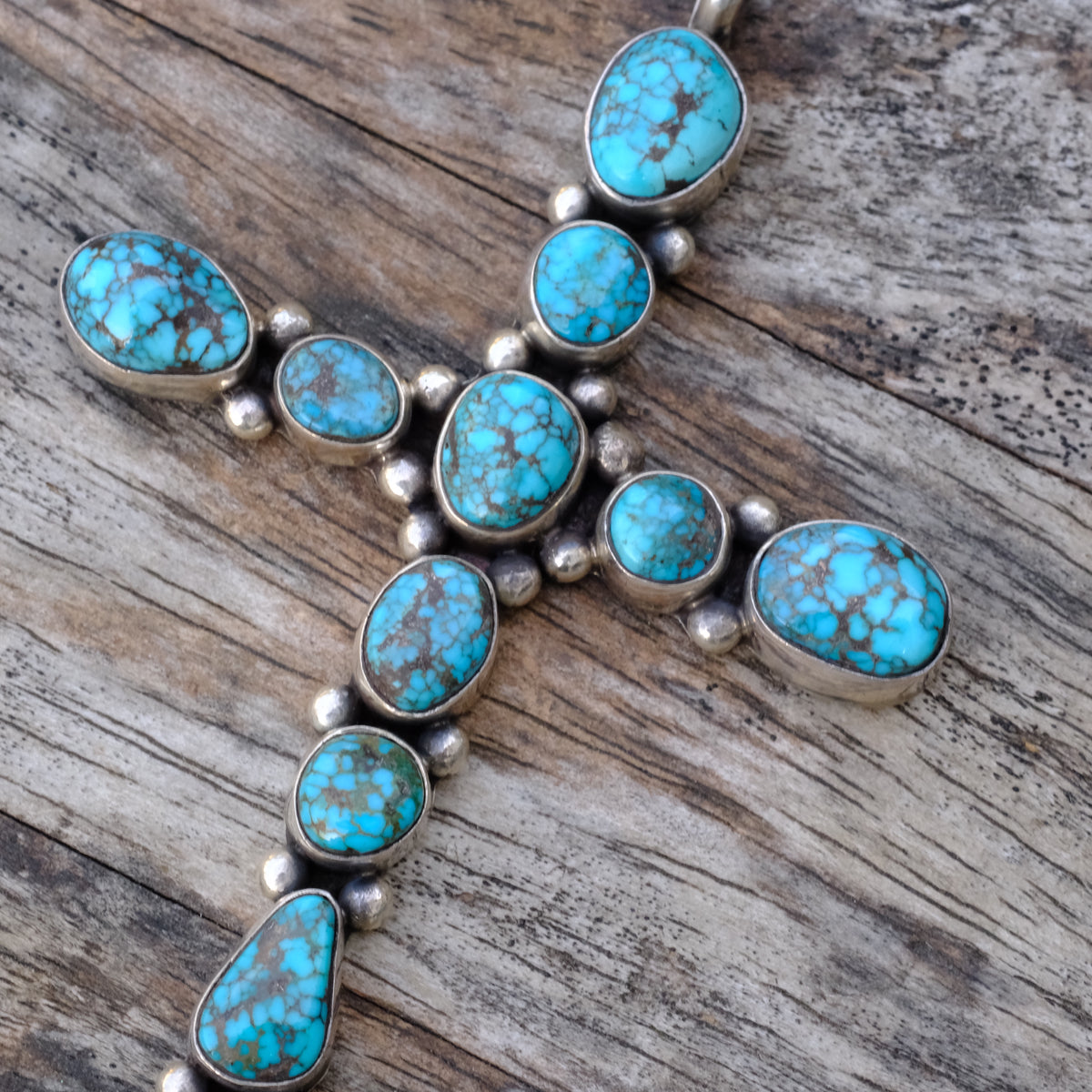 HUGE Vintage Sterling Kingman Turquoise Pendant
