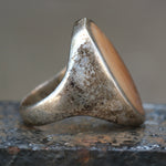 Vintage Sterling Wood Inlay Ring 7.5