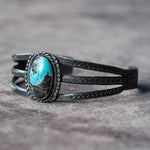 Vintage Sterling Turquoise Stamped Cuff