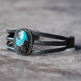 Vintage Sterling Turquoise Stamped Cuff