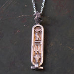 Vintage Sterling EGYPTIAN Cartouche Hieroglyphic Necklace