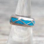 Vintage Sterling Crushed Turquoise Inlay Ring 7