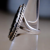 Vintage Sterling Matrix Turquoise Ring 5.75