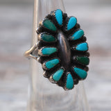 Vintage Sterling Turquoise Inlay Cluster Ring 4.5