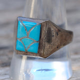 Vintage Sterling Turquoise Inlay Ring 10.75