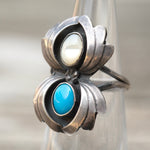 Vintage Sterling Turquoise and Mother Of Pearl Ring 5