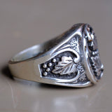 Vintage Sterling Silver Signed Leaf Ring 10.75