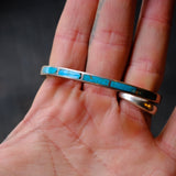 Vintage Sterling Turquoise Inlay Cuff Bracelet 6.25"