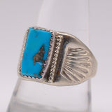 Vintage Sterling Turquoise Stamped Band Ring 9.75