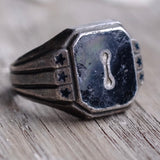 Vintage Sterling I Initial Signet Ring 9.25