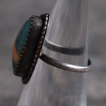 Vintage Sterling Turquoise and Mother Of Pearl Feather Ring 5