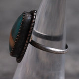 Vintage Sterling Turquoise and Mother Of Pearl Feather Ring 5