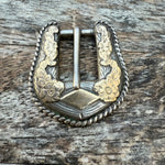 Vintage Sterling and 10K Gold Ladies Belt Buckle