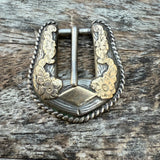 Vintage Sterling and 10K Gold Ladies Belt Buckle