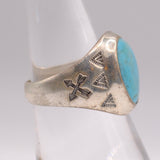 Vintage Sterling Turquoise Stamped Arrows Ring 7.5