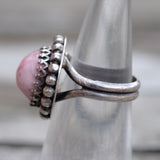 Vintage Sterling Spiny Rhodonite Ring 4.5