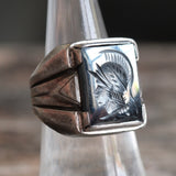 Vintage Sterling Hematite Centurion Signet Ring 6.5