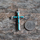 Vintage Sterling 7-Stone Coral Cross Necklace