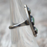 Vintage Sterling Turquoise Cluster Ring 4.5