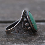 Vintage Sterling Turquoise Stamped Cigar Band Ring 4.75