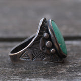 Vintage Sterling Turquoise Stamped Cigar Band Ring 4.75