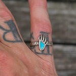 Vintage Sterling Turquoise Bear Paw Ring 5.25
