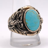 Vintage Sterling Turquoise Floral Ring 11