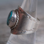 Vintage Sterling Turquoise Cigar Band Ring 9