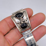 Vintage Sterling Onyx Feather Watch Band