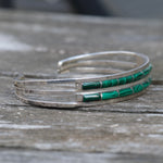 Vintage Sterling Malachite Inlay Cuff