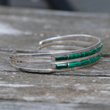 Vintage Sterling Malachite Inlay Cuff