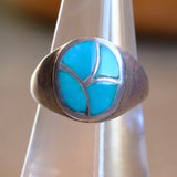 Vintage Sterling Turquoise Inlay Ring 7.75