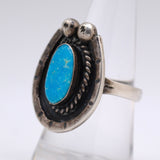 Vintage Sterling Turquoise Horseshoe Ring 8.5
