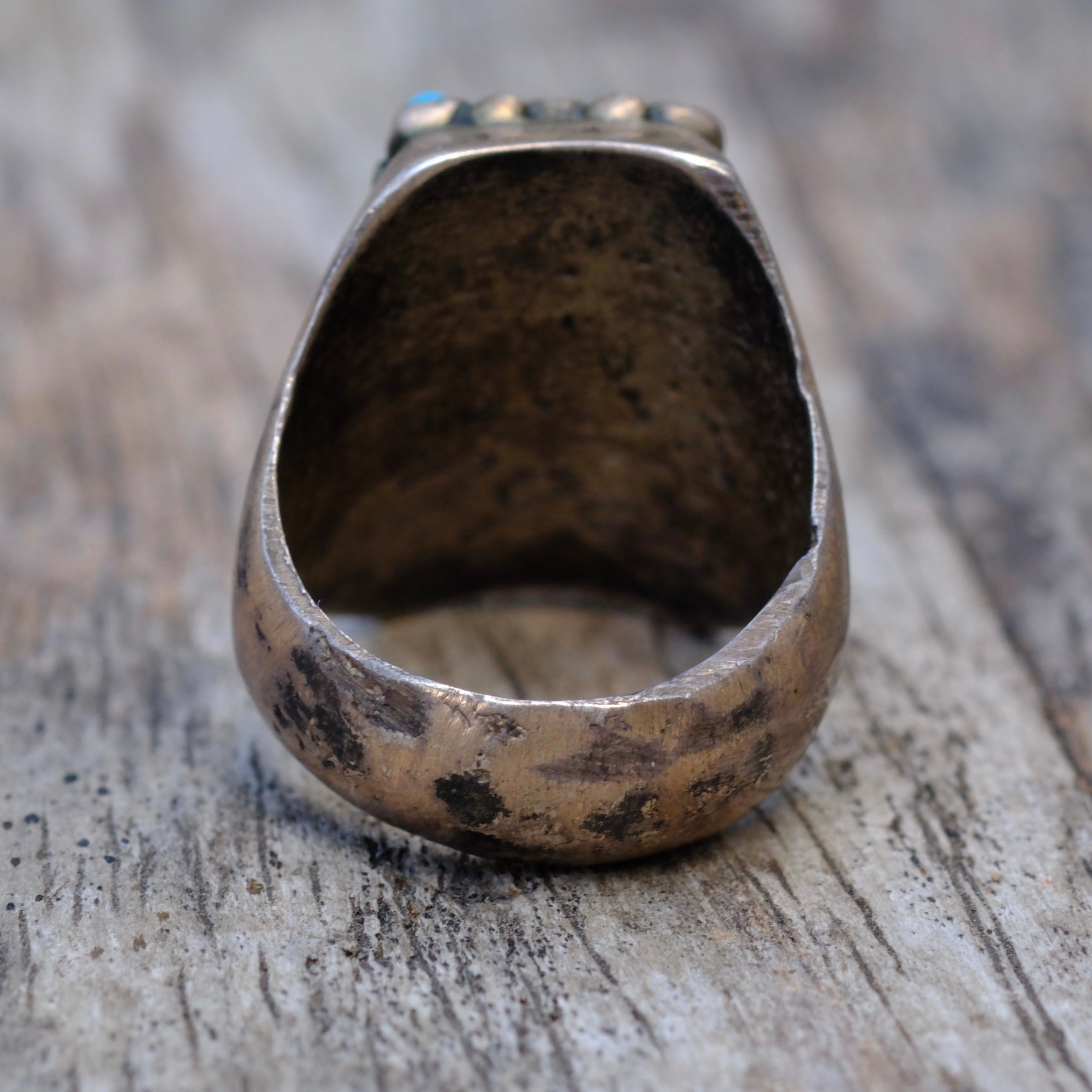 vintage Sterling Snake Eye Turquoise Cluster Ring 4.5