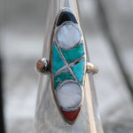 Vintage Sterling Zuni Inlay Ring 5