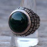 Vintage Sterling Green Jasper Ring 10.75