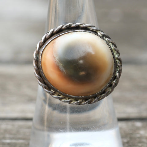 Vintage Sterling Shell Roper Ring 8