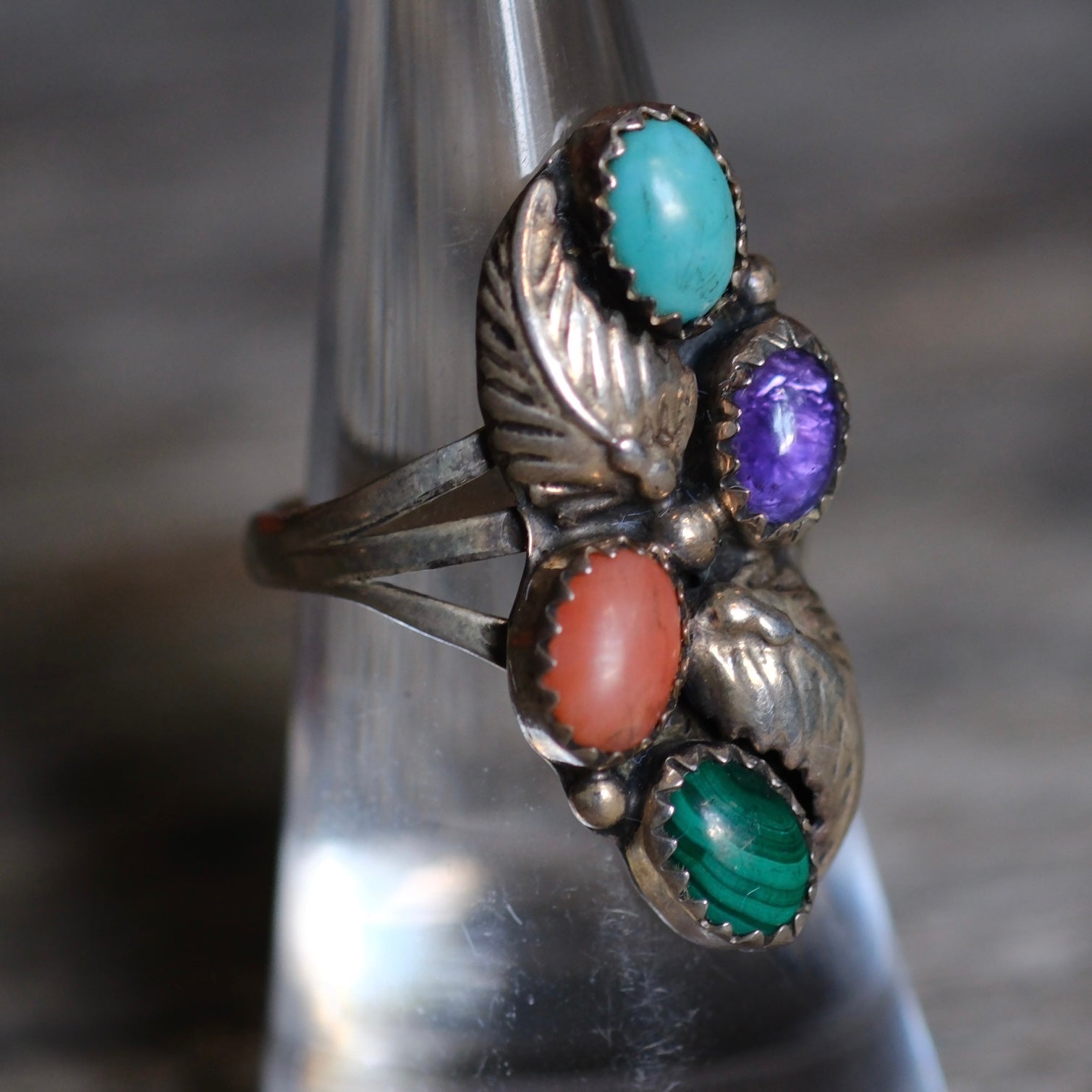 Vintage Sterling Multistone Cluster Ring 6.5