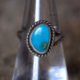 Vintage Sterling Turquoise Roper Ring 6.5